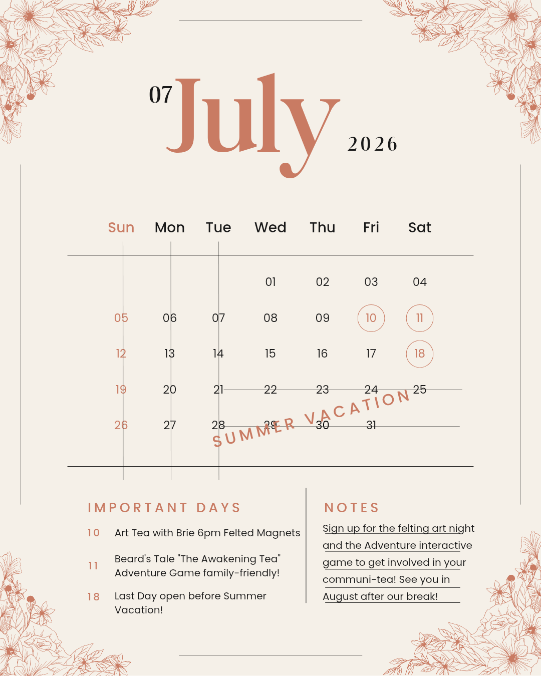 july calendar 26